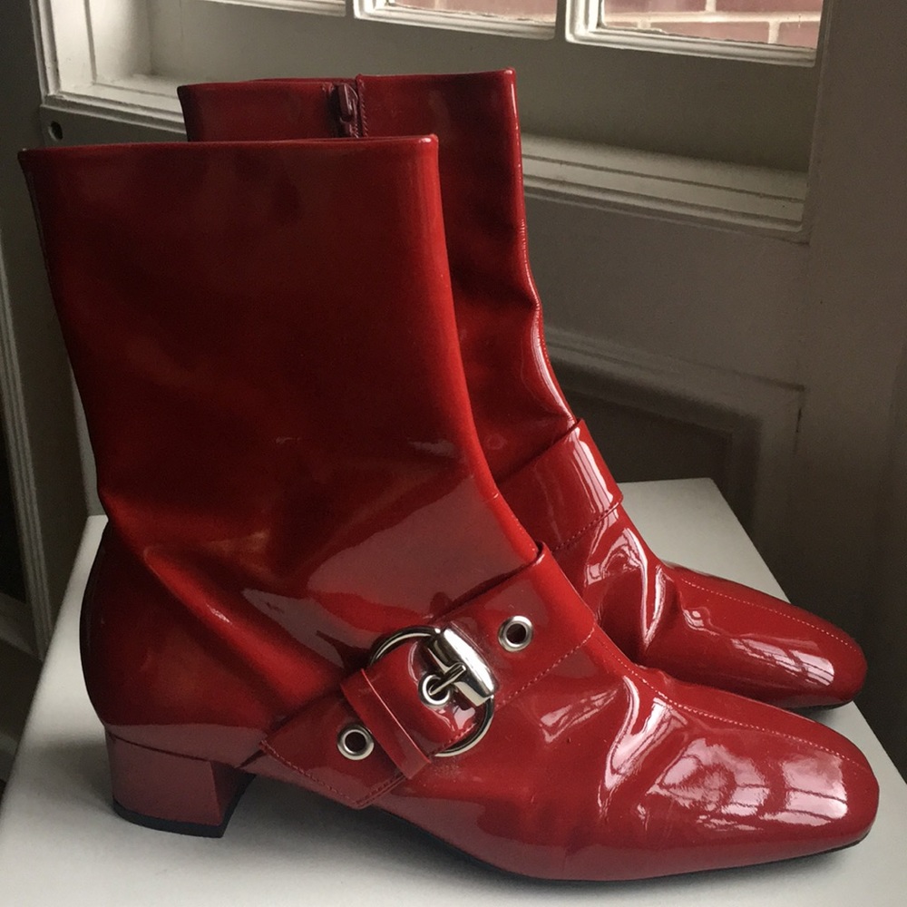 Red Franco Sarto boots.